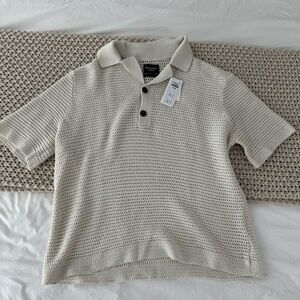 Men’s Cream Knit Polo Shirt